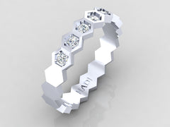 Bees Nest - Minimalist Hexagonal Diamond Band