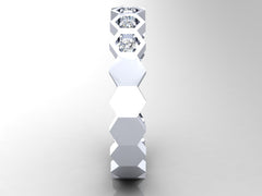 Bees Nest - Minimalist Hexagonal Diamond Band