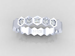 Bees Nest - Minimalist Hexagonal Diamond Band