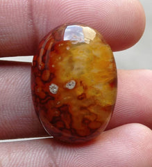 Multi Color Agate Cabochon withy Druzy Spots - Sulaimani Aqeeq - 29x20mm