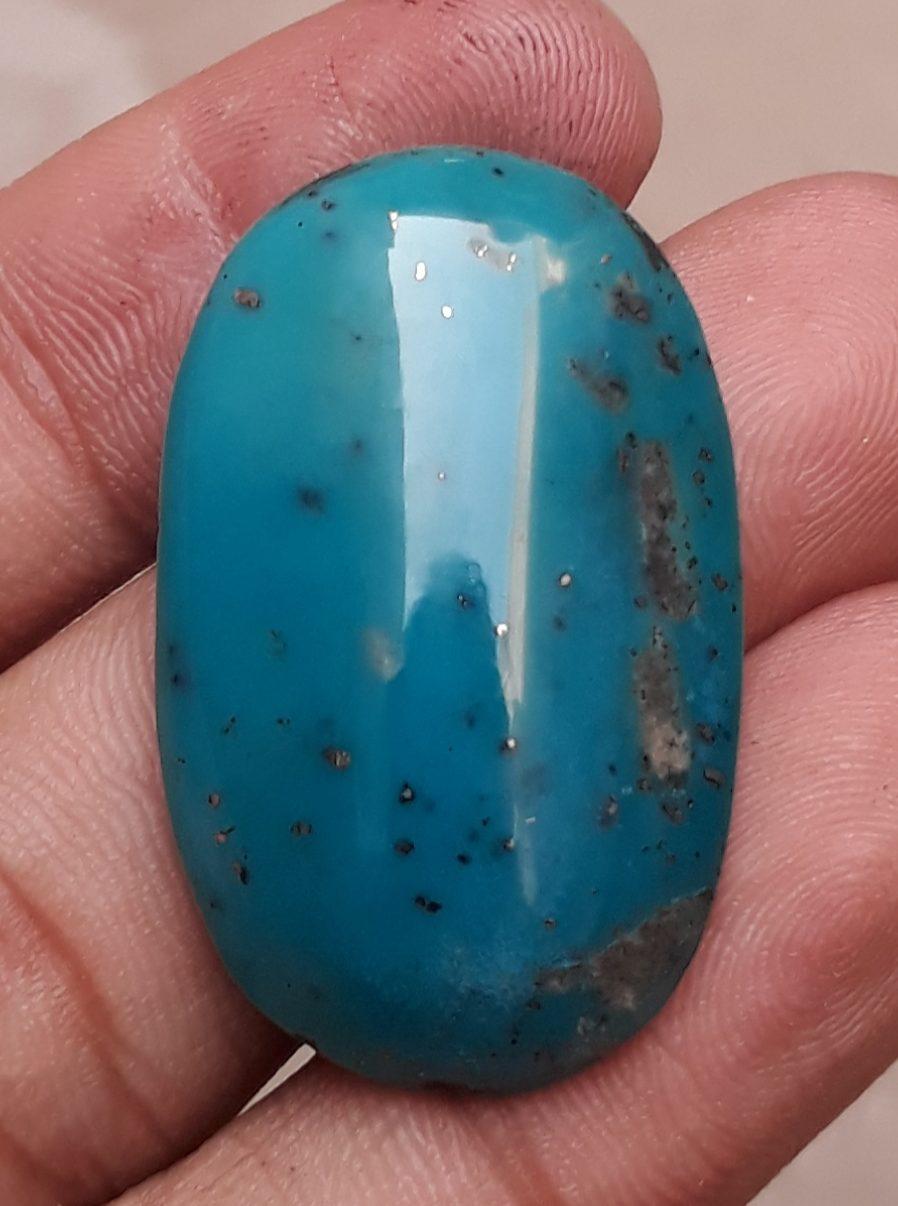 Натуральная бирюза с пиритом - Голубая матричная бирюза - Shajri Feroza-36ct-36x22mm