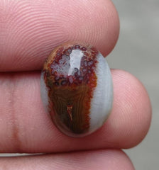16ct Fortified Agate with Quartize Crystal - Sulaimani Aqeeq - 19x14x8mm