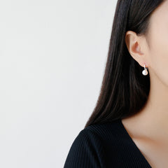 Женские круглые висячие серьги с натуральным жемчугом - Серьги с серебряным жемчугом с палладиевым покрытием для женщин - Серьги с идеальным жемчугом в подарочной упаковке