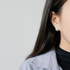 Серьги-гвоздики с полым кругом и круглым натуральным жемчугом Geometry — серебряные серьги с жемчугом с палладиевым покрытием для женщин — серьги Perfect Pearl с подарочной упаковкой