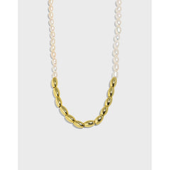 Асимметричное овальное ожерелье из натурального жемчуга в форме капли — позолоченное серебряное жемчужное ожерелье — идеальное жемчужное ожерелье с подарочной упаковкой