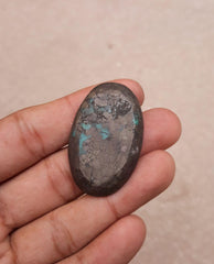 Натуральная бирюза с пиритом - Голубая матричная бирюза - Shajri Feroza-110 Ct-42x27mm