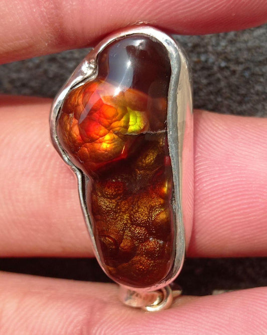 39.8ct Natural Fire Agate in Silver Pendent, Rare Fire Agate Pendant, Fire Agate AZ - Perfect gemstone Gift, Rare Gemstone than Diamonds, Dimensions  29x16x mm