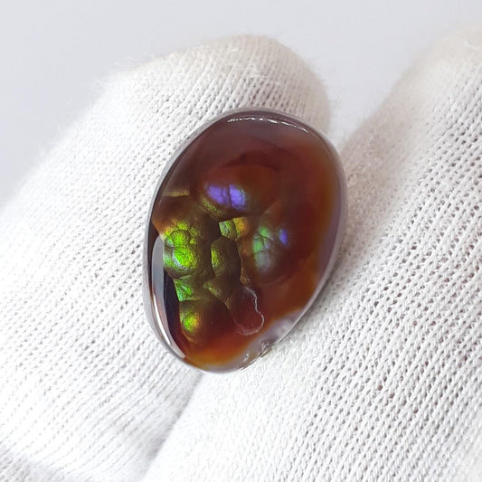 Rare Mexican Fire Agate Cabochon Green & Purple Fires - Agata De Fuego