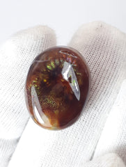 Мексиканский огненный агат 16,5 карата, редкий огненный агат, овальный кабошон из огненного агата — подходит для кольца и кулона, идеальный подарок из драгоценных камней, размеры — 20 x 15,7 мм