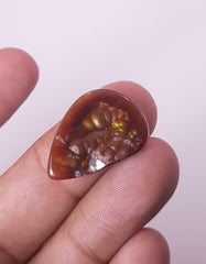 18.5ct Multi Colored Mexican Fire Agate, Rare Fire Agate, Pear Shape Fire Agate - Perfect gemstone Gift, Dimensions 24.2 x 17.2 mm