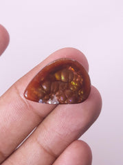 18.5ct Multi Colored Mexican Fire Agate, Rare Fire Agate, Pear Shape Fire Agate - Perfect gemstone Gift, Dimensions 24.2 x 17.2 mm