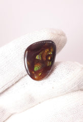 Огненный агат 20 карат. Свободный кабошон — Радужный огненный агат — Мексиканский огненный агат, редкий огненный агат — редкий драгоценный камень, чем бриллианты, размеры — 22x16,5 мм.