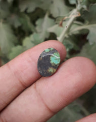 Натуральная бирюза, зеленая матричная бирюза, Шаджри Фероза, настоящий камень Фирозы - 13,7x10 мм