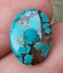 Натуральная бирюза 4 карата, зеленая матричная бирюза, Шаджри Фероза, настоящий камень Фирозы -15x11 мм