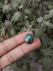 Натуральная бирюза 11,5 карата, зеленая матричная бирюза, Шаджри Фероза, настоящий камень Фирозы, размеры -14x12 мм