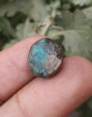 Натуральная бирюза 11,5 карата, зеленая матричная бирюза, Шаджри Фероза, настоящий камень Фирозы, размеры -14x12 мм