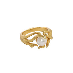 Элегантное регулируемое кольцо неправильной формы с натуральным жемчугом — позолоченные серебряные кольца с жемчугом для женщин — кольца с идеальным жемчугом в подарочной упаковке