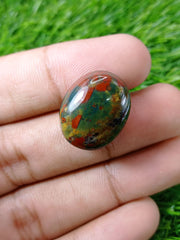 Кровавый камень императорского качества 36,5 карата — гелиотроп — Хаджр-уль-Дам — 22x18 мм