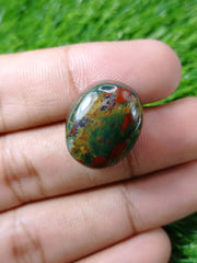 Кровавый камень императорского качества 36,5 карата — гелиотроп — Хаджр-уль-Дам — 22x18 мм