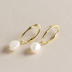 Офисные серьги с подвесками из натурального жемчуга нестандартной формы в стиле барокко — позолоченные серебряные серьги с жемчугом для женщин — серьги с идеальным жемчугом в подарочной упаковке