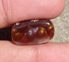 14.65ct Natural Fire Agate From Mexico, Rare Fire Agate, Fire Agate cabochon - Dimensions - 21x12mm