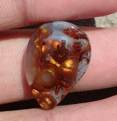 16.9ct Unique Flowery Fire Agate, Rare Fire Agate, Pear Fire Agate - Perfect gemstone Gift, Rare Gemstone than Diamonds, Dimensions - 23x16 mm