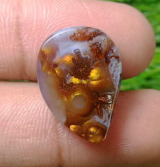 16.9ct Unique Flowery Fire Agate, Rare Fire Agate, Pear Fire Agate - Perfect gemstone Gift, Rare Gemstone than Diamonds, Dimensions - 23x16 mm