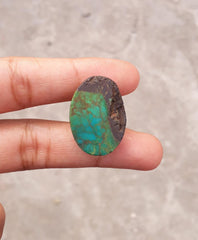 Натуральная бирюза, зеленая матричная бирюза, Шаджри Фероза, настоящий камень Фероза - 37,7 карата-25,4x18 мм