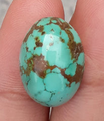 Бирюза 16,5 карата, натуральная зеленая матричная бирюза, настоящий камень Фироза, размеры - 20x14,5 мм