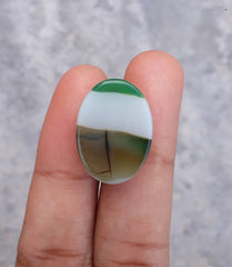 Зеленый Халцедон - Зеленый Агат Белый - Зеленый Агат -15х20мм