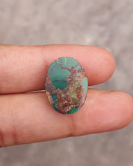 Натуральная бирюза, Зеленая матричная бирюза, Шаджри Фероза, Размеры -17x13 мм.