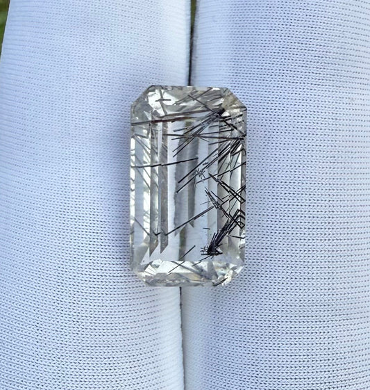 Черный турмалиновый кварц 7,3 карата, черный рутиловый кварц – рутиловый кварц