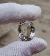 20.4ct Black Tourmalated Quartz  Black Rutile Quartz - Rutilated Quartz