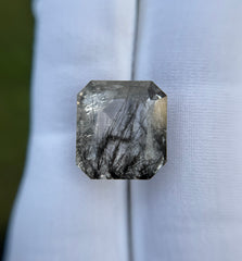Черный турмалиновый кварц 7,3 карата, черный рутиловый кварц – рутиловый кварц