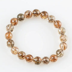 Natural Black Gold Rutilated Quartz Gemstone Bracelet, Size 7-14mm