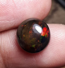 Продажа опала 2,6 карата — Черный огненный опал — Welo Opal — Камень октября — 10,2 мм