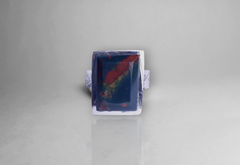 HandCrafted Natural Heliotrope aka Blood Stone  Ring  Sterling Silver - Perfect Gift for HIM