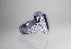 HandCrafted Natural Heliotrope aka Blood Stone  Ring  Sterling Silver - Perfect Gift for HIM