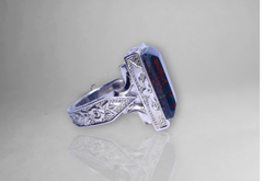 HandCrafted Natural Heliotrope aka Blood Stone  Ring  Sterling Silver - Perfect Gift for HIM