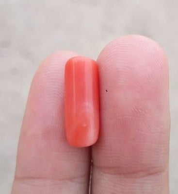 7.2ct Coral Stone - Moonga Stone - Marjan Stone - Pagadam Stone - 16x5mm