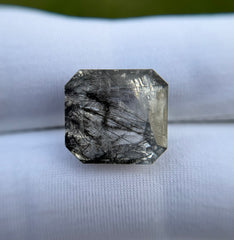 Черный турмалиновый кварц 7,3 карата, черный рутиловый кварц – рутиловый кварц