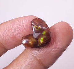 12ct Heart-shaped Rare Fire Agate Cabochon,  Dimensions 17x14mm