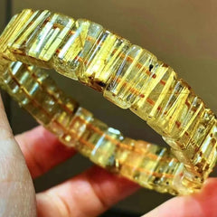 Браслет из натурального золота AAA с рутилированным кварцем и цветком, 13x6,7x5,2 мм