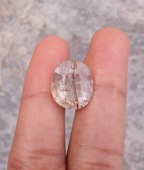 10.70ct Red Tourmalated Quartz - Red Rutile Quartz - Rutilated Quartz