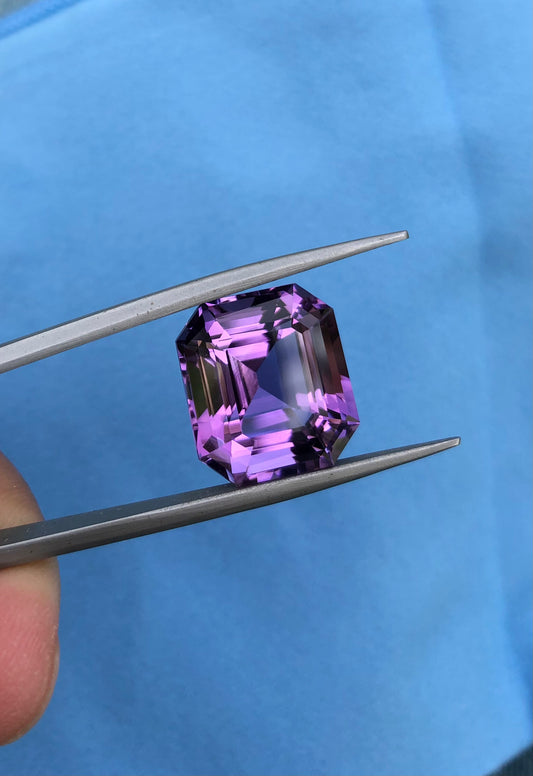 17ct Amethyst Emeral Cut from Brazil - Natural Amethyst Crystal - 14x12mm