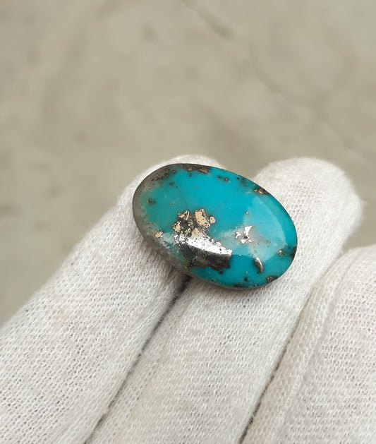 Natural Turquoise with Pyrite - Blue Matrix Turquoise - Shajri Feroza-23Ct