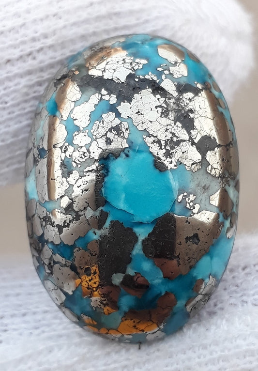 Natural Turquoise with Pyrite - Blue Matrix Turquoise - Shajri Feroza-43Ct