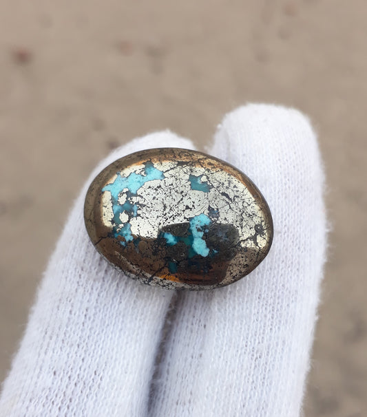 Natural Turquoise with Pyrite - Blue Matrix Turquoise - Shajri Feroza-44Ct
