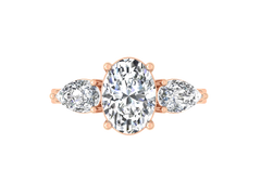 2ct - Oval Diamond with Pears Accent Trinity Ring
