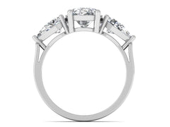 2ct - Oval Diamond with Pears Accent Trinity Ring